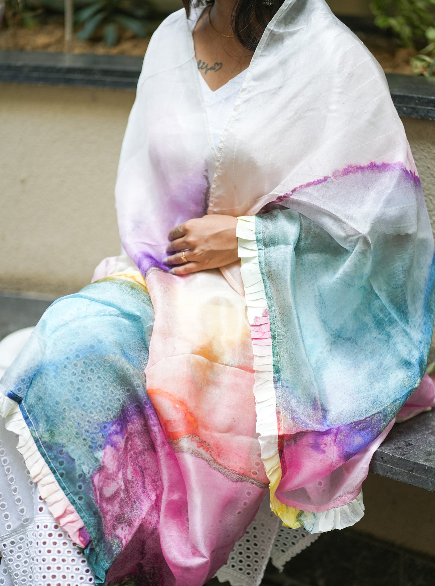 Dwindling Away Organza Silk Dupatta