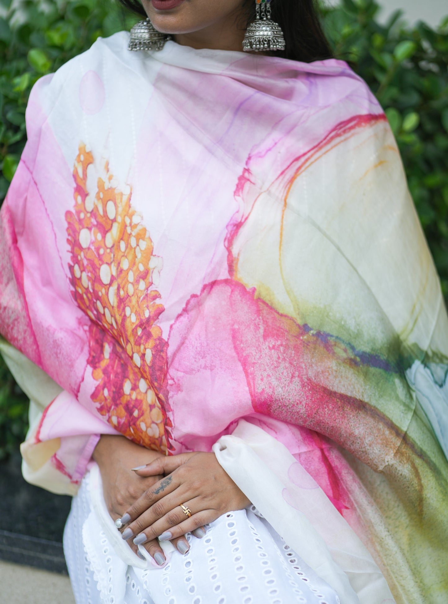 Spring Bloom Organza Silk Dupatta