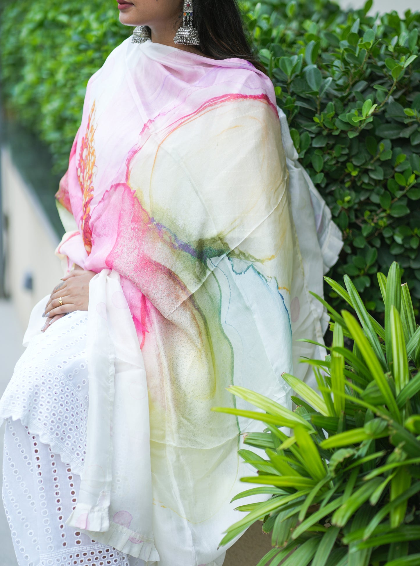 Spring Bloom Organza Silk Dupatta