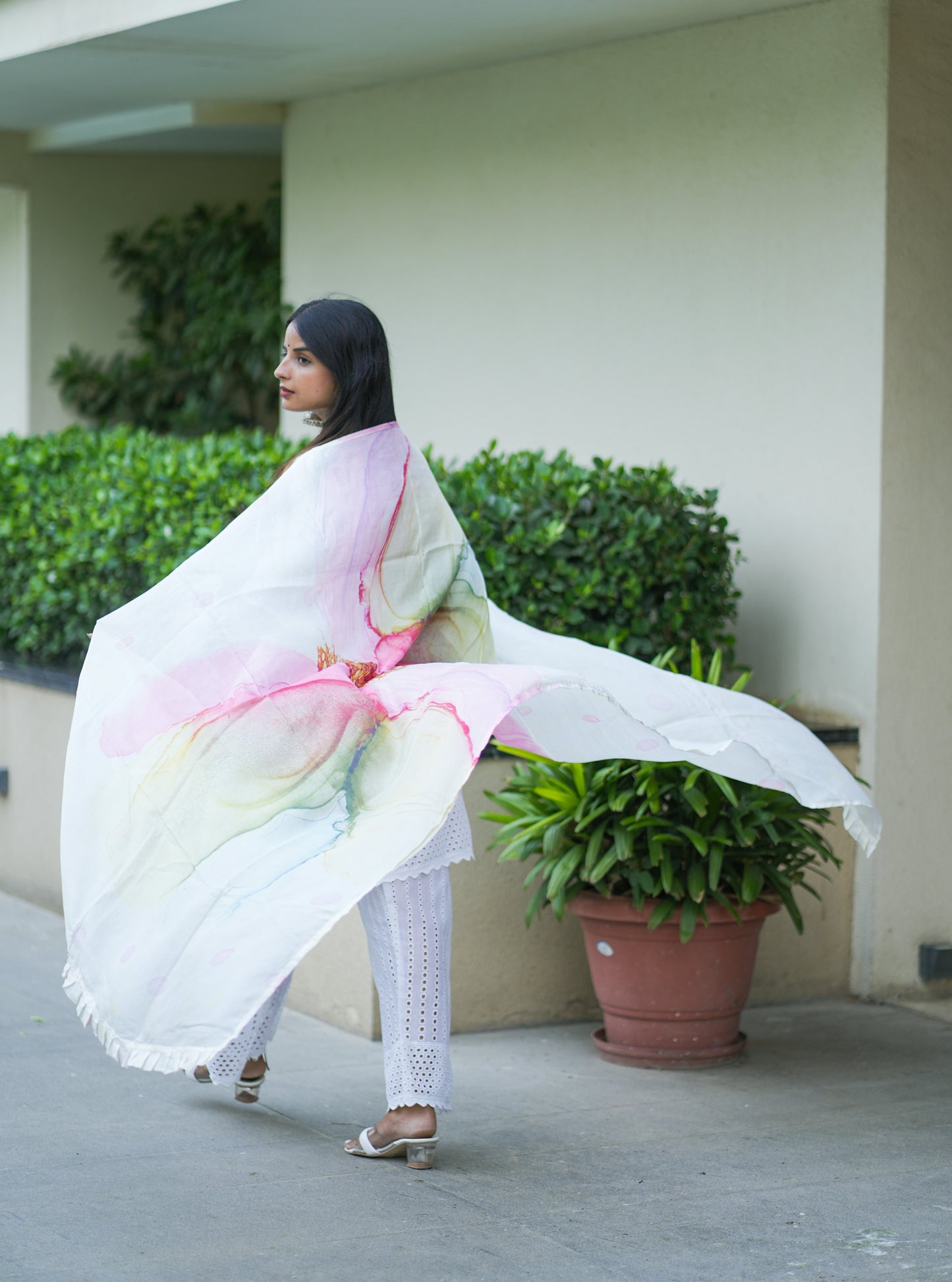 Spring Bloom Organza Silk Dupatta