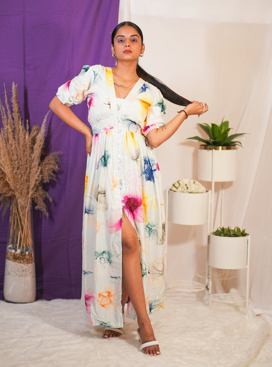 Colorful Blossoms Maxi Dress