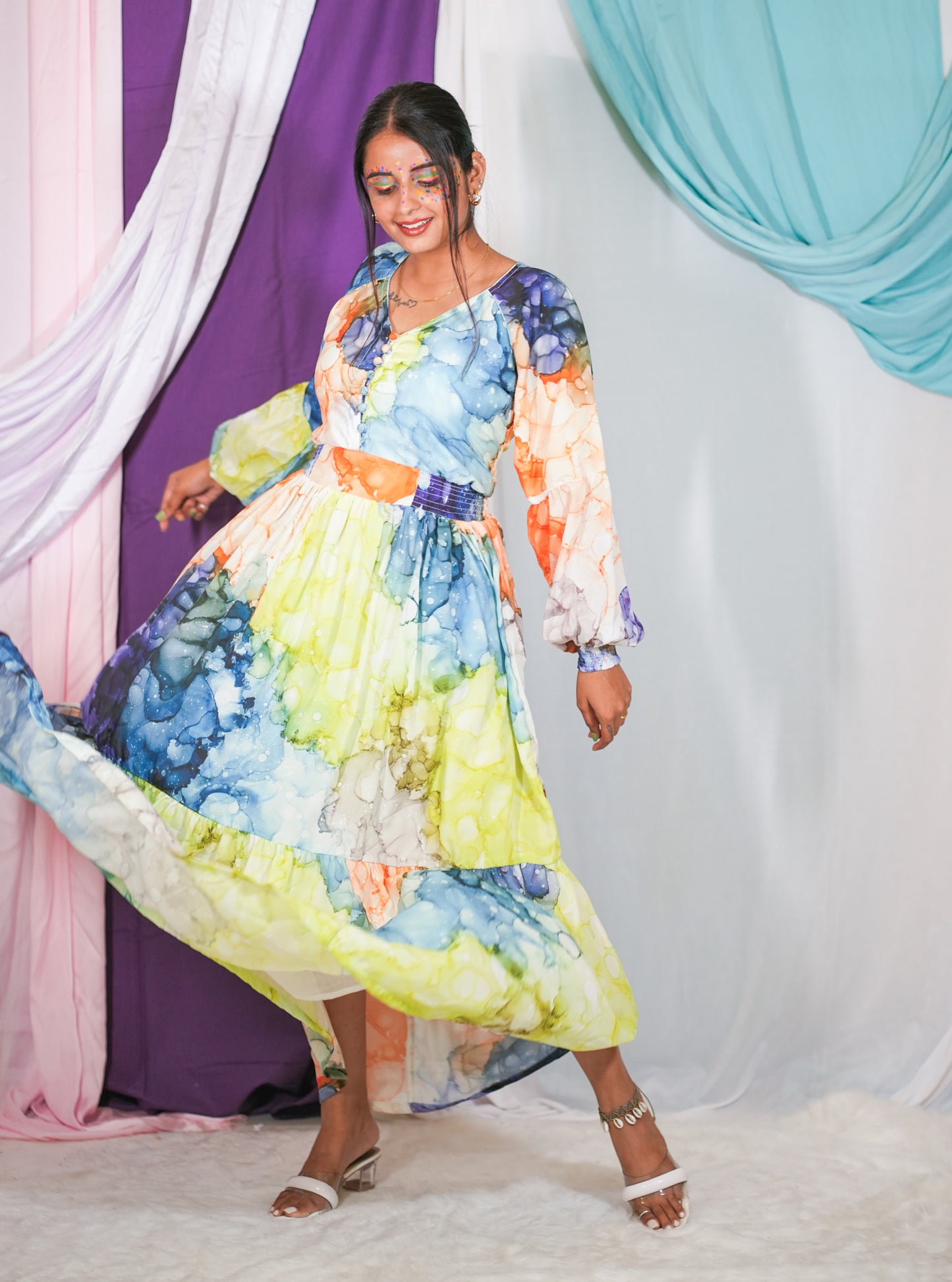 Fluorescent Dreams Two Tier Dress