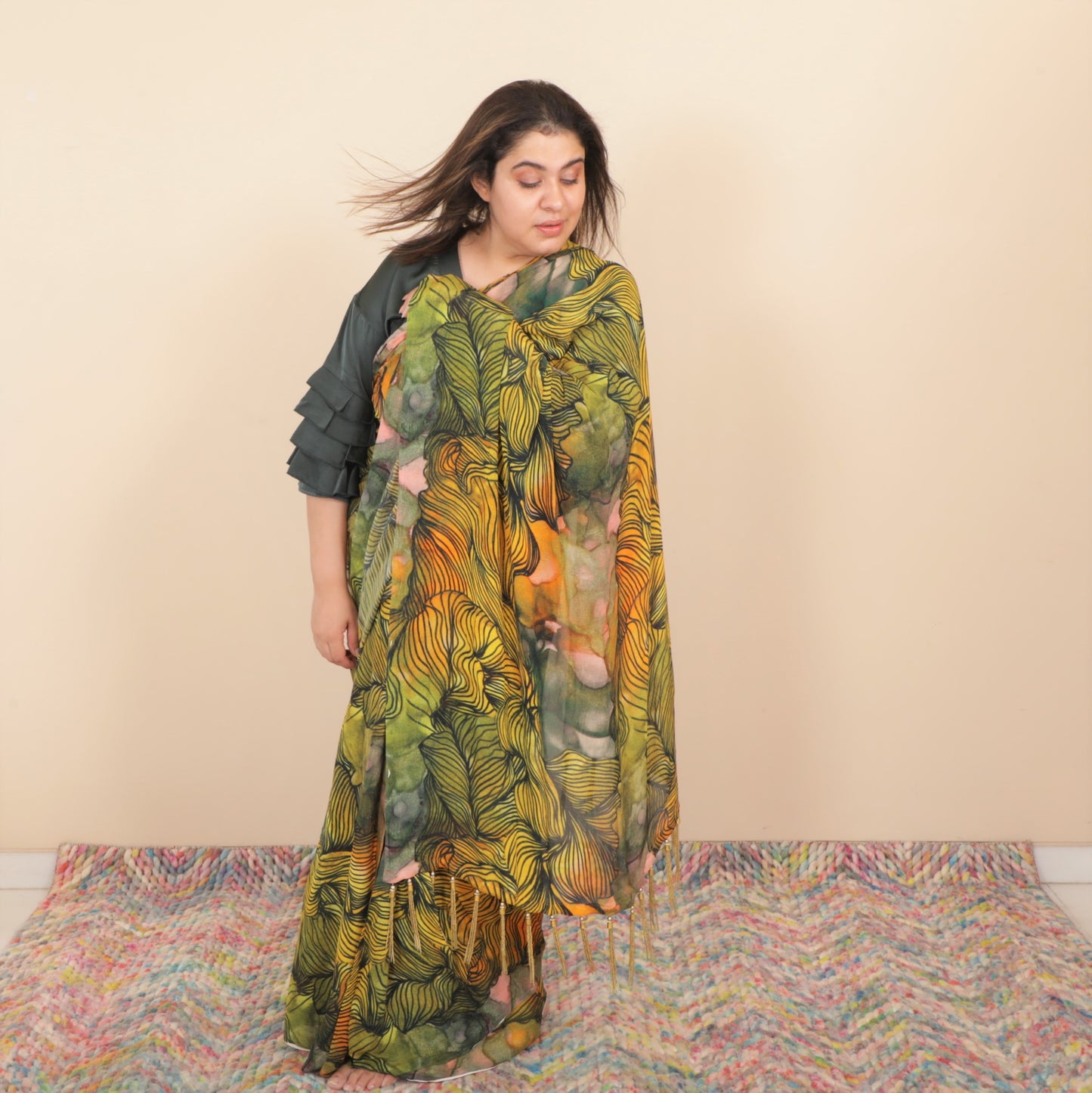 Sandy Pre Stitched Chinon Sari