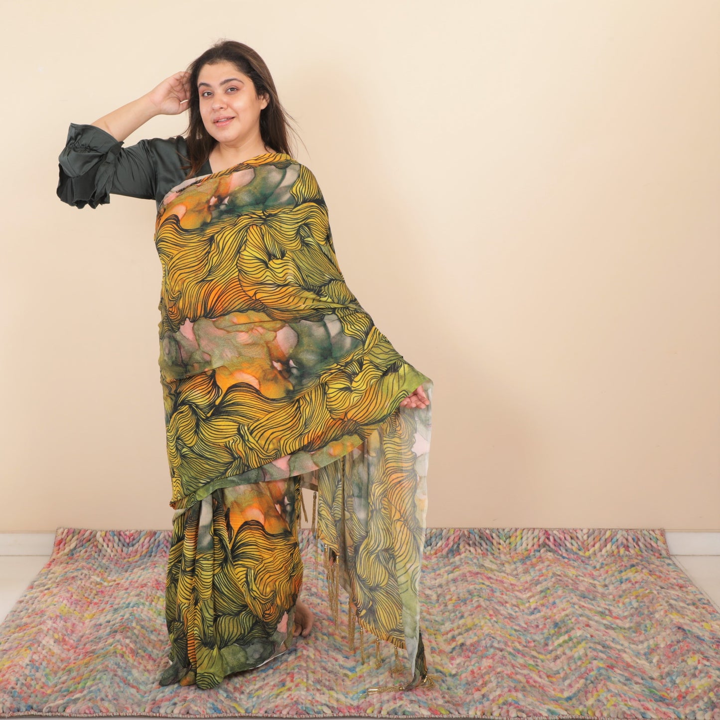 Sandy Pre Stitched Chinon Sari