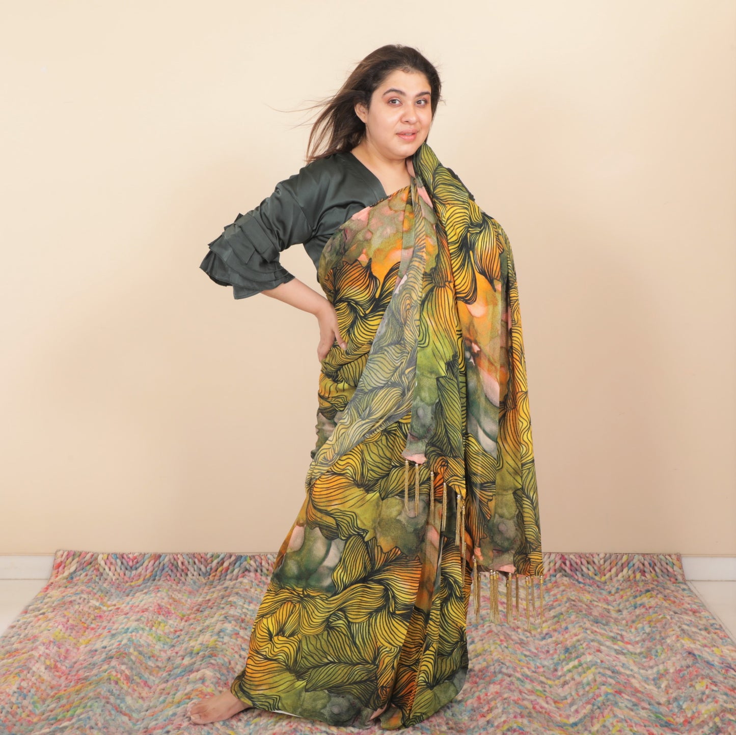 Sandy Pre Stitched Chinon Sari