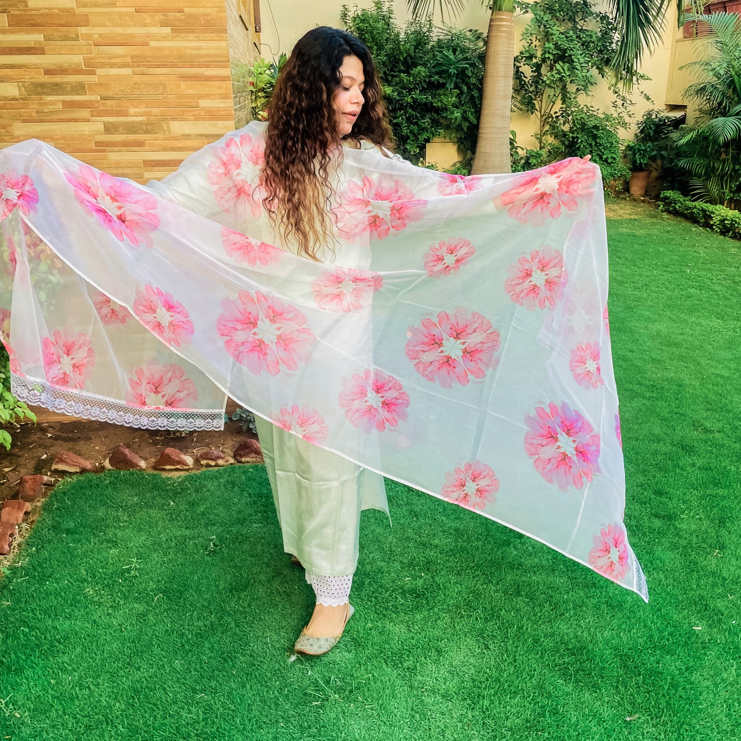 Petals in Pink Organza Dupatta