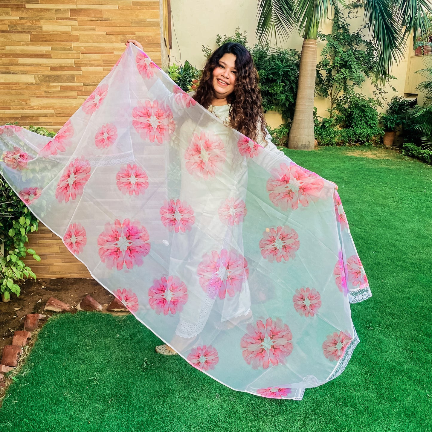 Petals in Pink Organza Dupatta