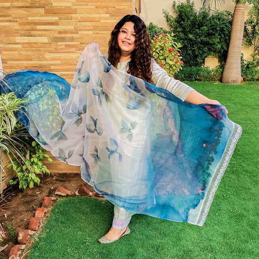 Winged Wonders Organza Dupatta