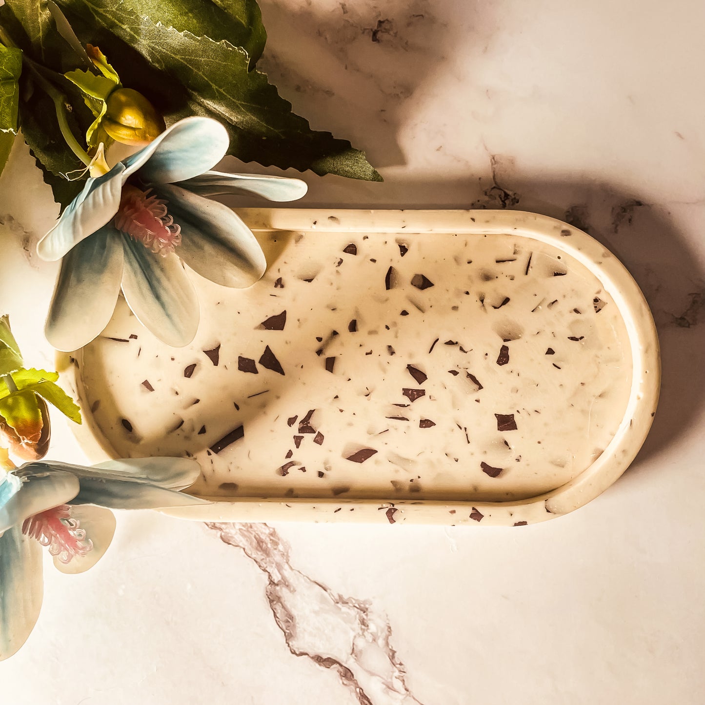 Cream Terrazzo Chips Oval Tray